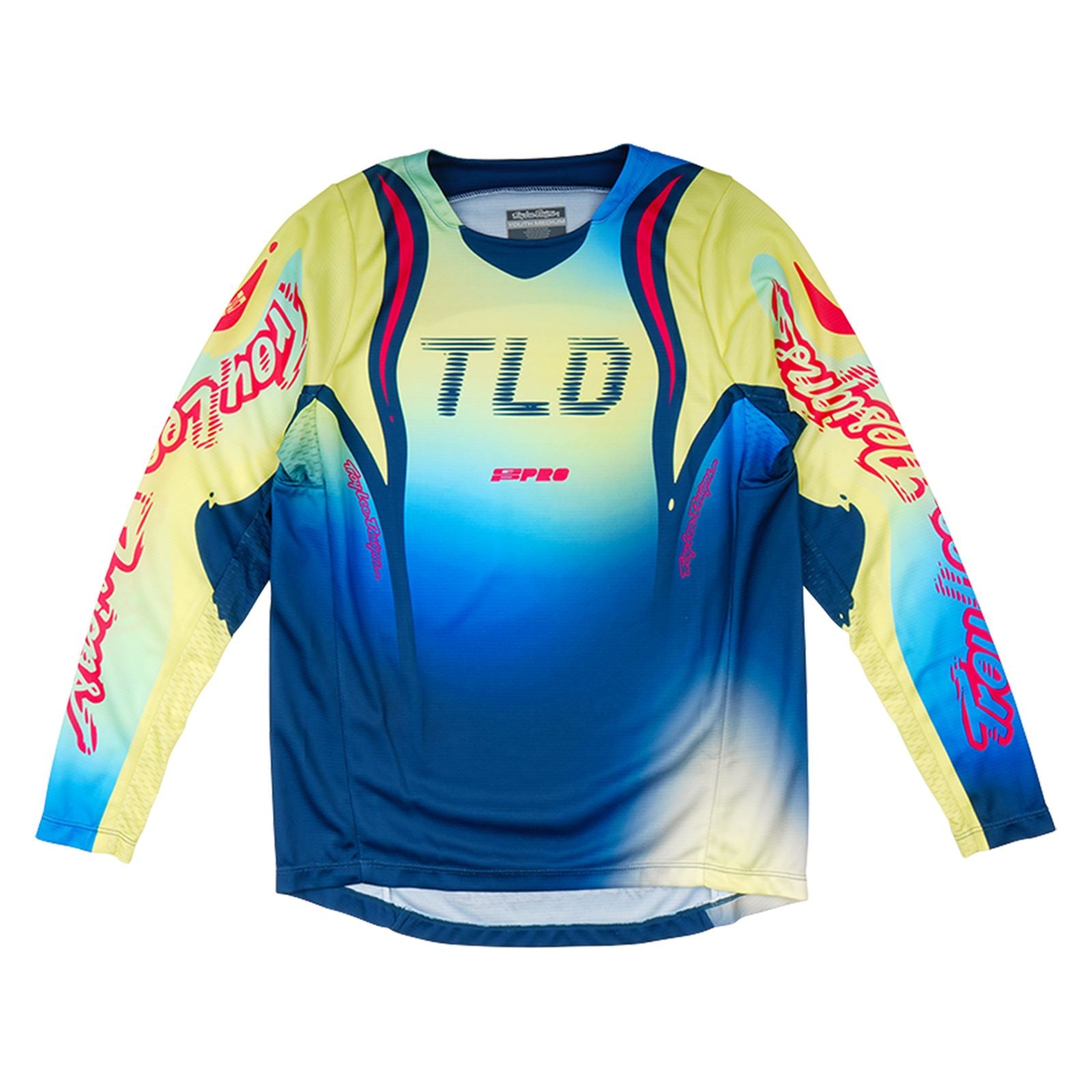 Troy Lee Designs Spring 2025 MX Jersey GP PRO Youth Drip Jersey Glo Yellow Dark Navy
